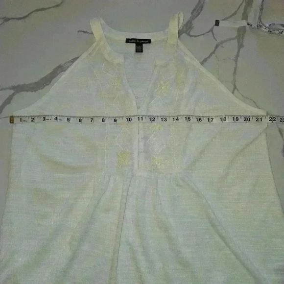 Cable & Gauge Womens Loose Fit Boho Embroidered Tank Top Size XL White - Picture 9 of 10